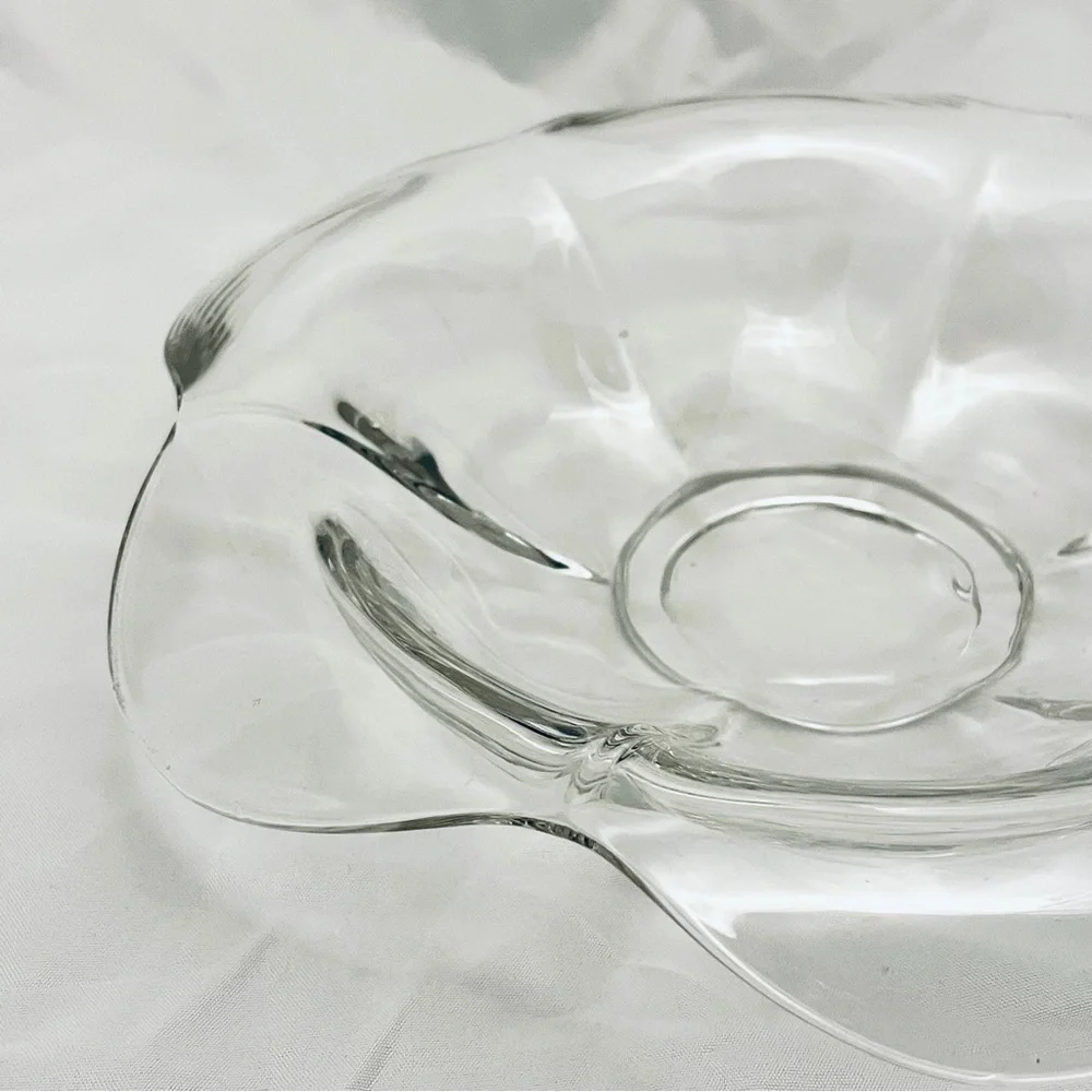 Heisey Glass Clear Console Bowl, Flower Shaped, Vintage EUC